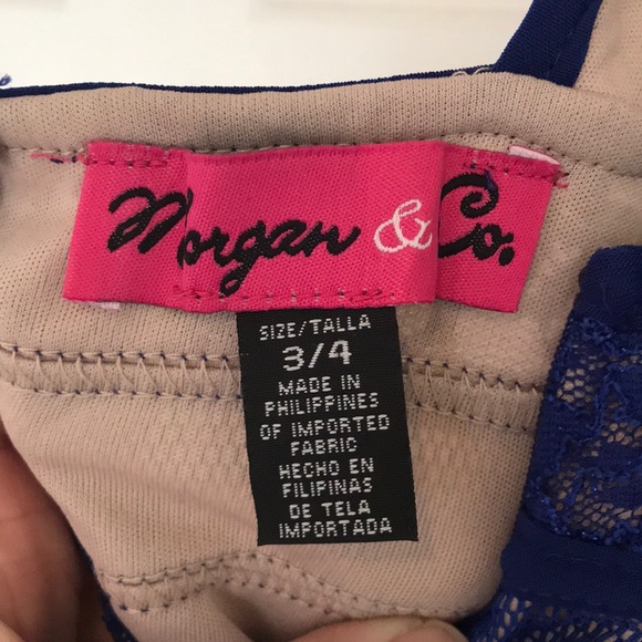 Navy Blue formal / black tie / prom dress / gown with lace and sequins size 3/4 - Picture 5 of 6